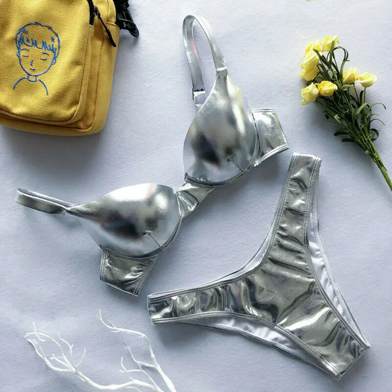 2022 Women's Sexy Bikini Swimsuit PU Leather Two Piece Push-Up Shiny Bra Bandeau Bathing Suit Beachwear Tankini Swimwear Summer
2022 Women's Sexy Bikini Swimsuit PU Leather Two Piece Push-Up Shiny Bra Bandeau Bathing Suit Beachwear Tankini Swimwear Summer