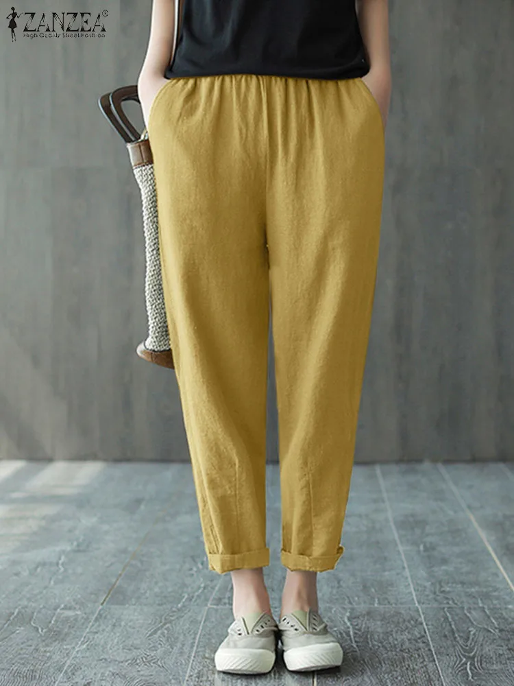 ZANZEA Summer Elastic Waist Harem Pants Women Vintage Cotton Turnip Loose Pantalon Palazzo Casual Solid Long Trousers 2023
ZANZEA Summer Elastic Waist Harem Pants Women Vintage Cotton Turnip Loose Pantalon Palazzo Casual Solid Long Trousers 2023