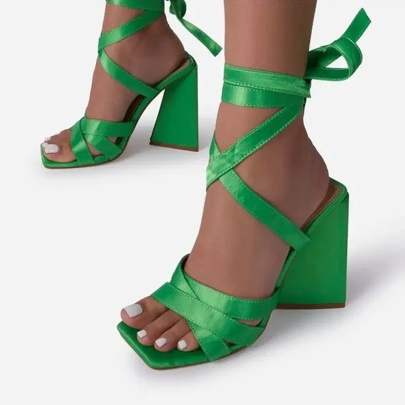 New Lace-up Square Toe Open-toe Sandals Feminine Triangle Chunky Heel Cross Lace-up High Heels SummerGladiator Shoes Ankle Strap
New Lace-up Square Toe Open-toe Sandals Feminine Triangle Chunky Heel Cross Lace-up High Heels SummerGladiator Shoes Ankle Strap