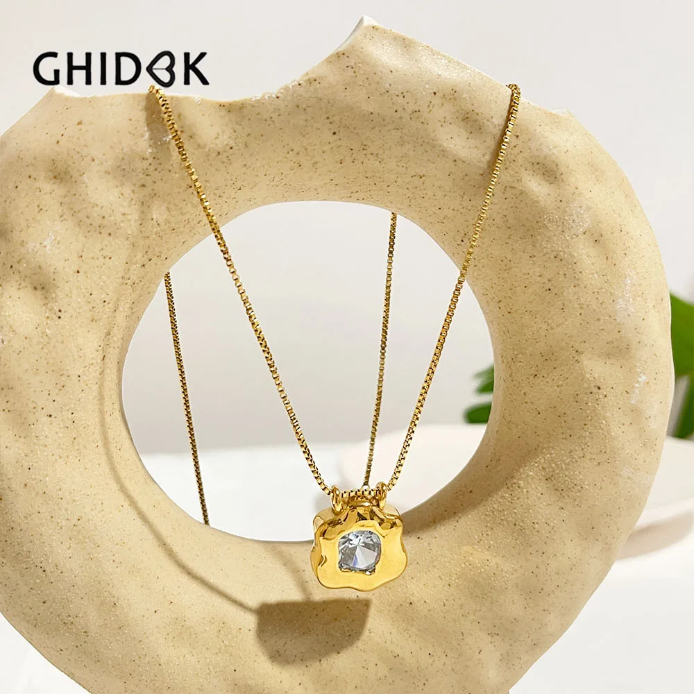 GHIDBK Chunky Irregular Cubic Zircon Flower Pendant Necklace for Women Stainless Steel 18K Gold Pvd Plated Birthstone Jewelry
GHIDBK Chunky Irregular Cubic Zircon Flower Pendant Necklace for Women Stainless Steel 18K Gold Pvd Plated Birthstone Jewelry