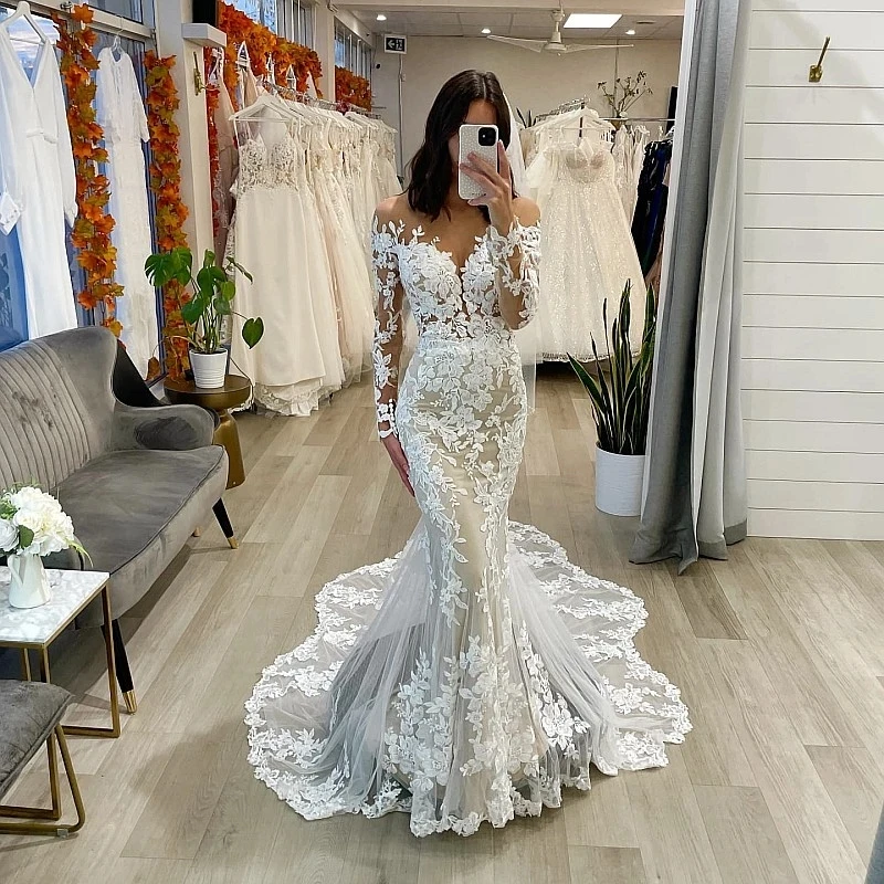 Vintage Full Lace Wedding Dresses Mermaid Long Sleeves Retro Formal Bridal Gowns 2023 Illusion Sweep Train Galia Marriage Dress
Vintage Full Lace Wedding Dresses Mermaid Long Sleeves Retro Formal Bridal Gowns 2023 Illusion Sweep Train Galia Marriage Dress