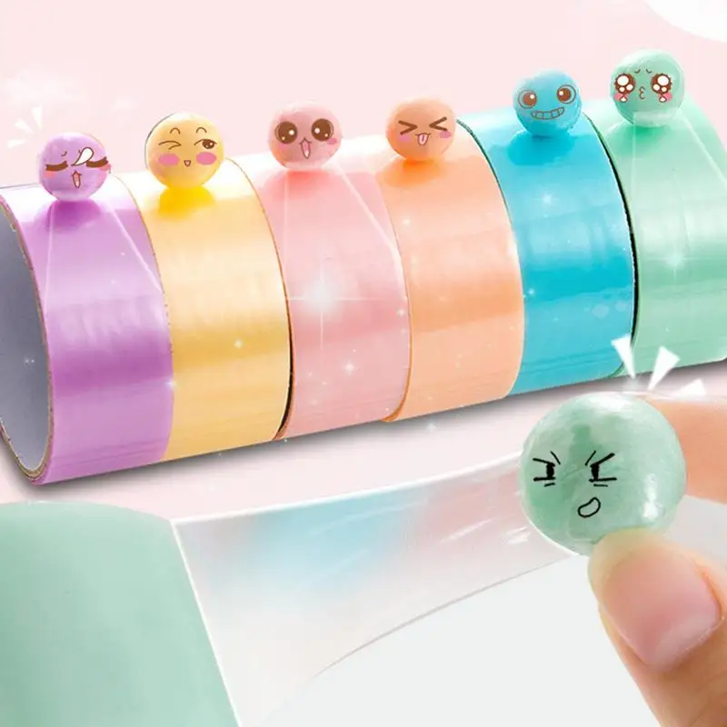 

6 Rolls Adhesive Tapes Sticky Ball Tape Colorful Stress Relaxing Sticky Ball Tape Toy Party for Relaxing Toy Rolling Craft Gifts