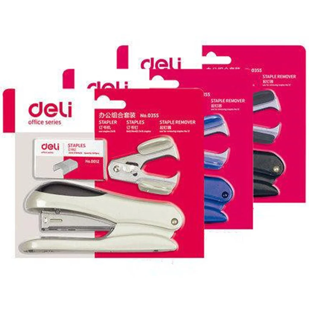 

Deli Stapler Set With nail Puller Medium Student Stapler Multi-Function Standard 12# Staples School Office Supplies Stationery