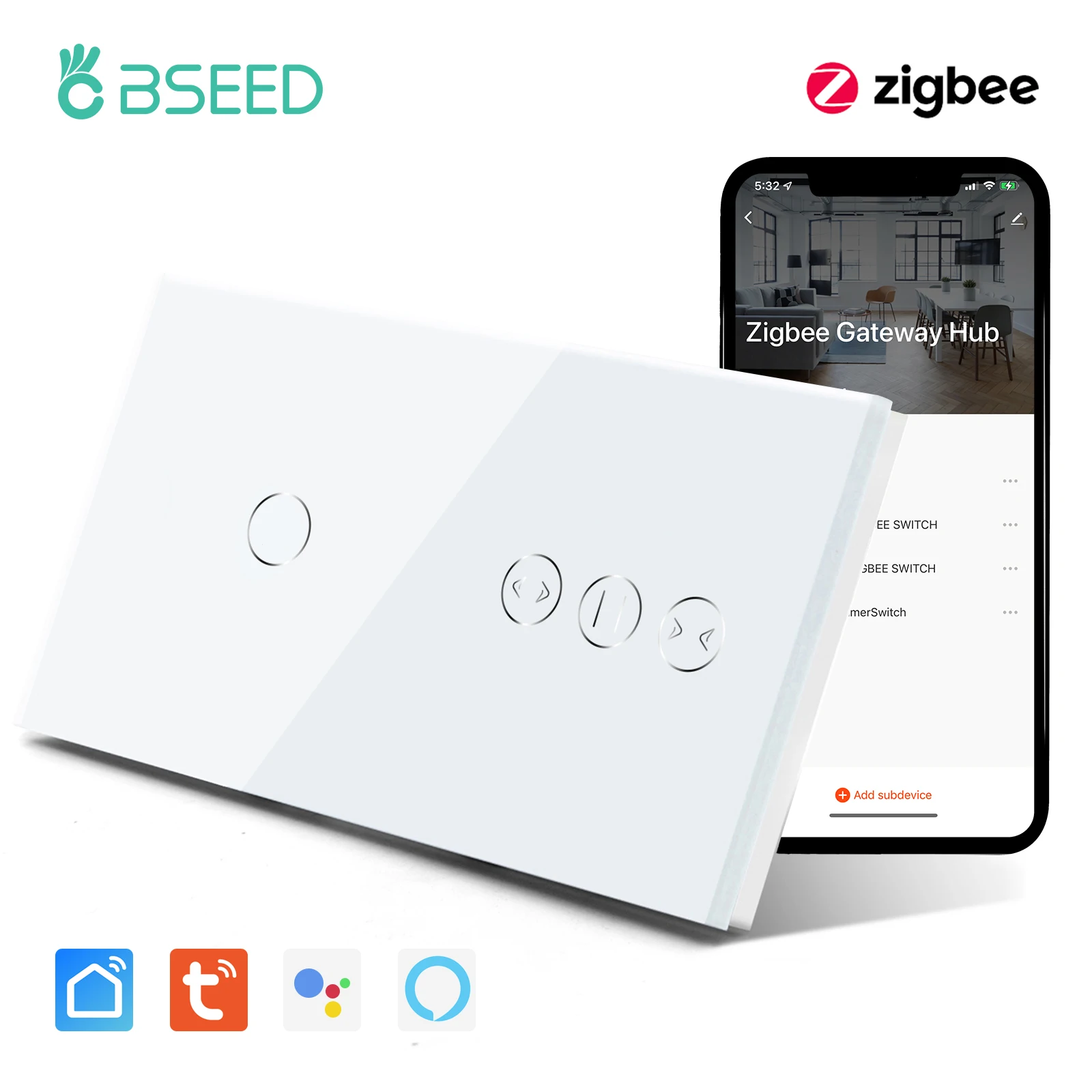 Умный выключатель для штор BSEED Zigbee, умный выключатель с поддержкой Alexa, управлением через приложение Google Home
Умный выключатель для штор BSEED Zigbee, умный выключатель с поддержкой Alexa, управлением через приложение Google Home