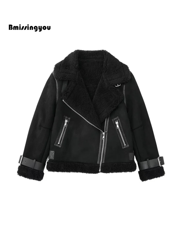 Bmissingyou Black Bomber Jacket Outwear Autumn Winter 2022 Lapel Lamb Fleece With Zipper Warm Streetwear Coat Female Outfits
Bmissingyou Black Bomber Jacket Outwear Autumn Winter 2022 Lapel Lamb Fleece With Zipper Warm Streetwear Coat Female Outfits