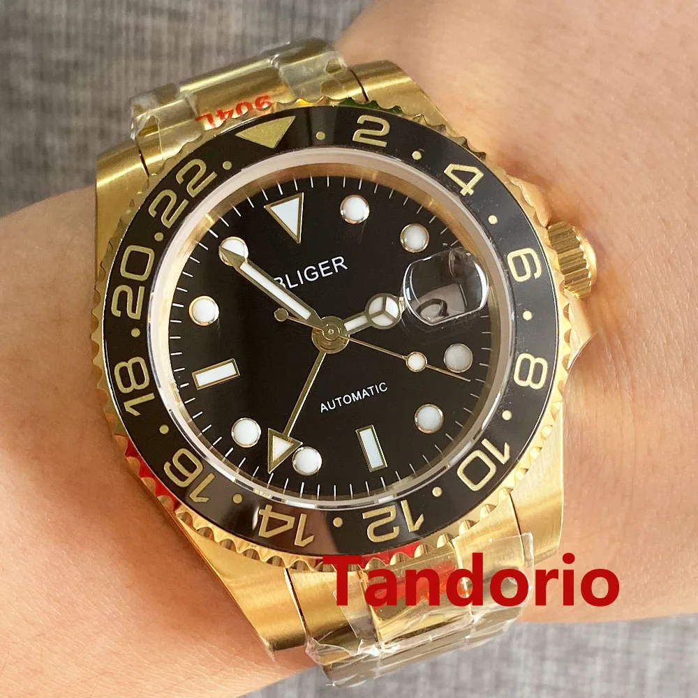 Ремешок Bliger из нержавеющей стали для мужчин, роскошный цвет желтое золото, автоматический черный циферблат, вращающаяся подставка, 40 мм 
Ремешок Bliger из нержавеющей стали для мужчин, роскошный цвет желтое золото, автоматический черный циферблат, вращающаяся подставка, 40 мм