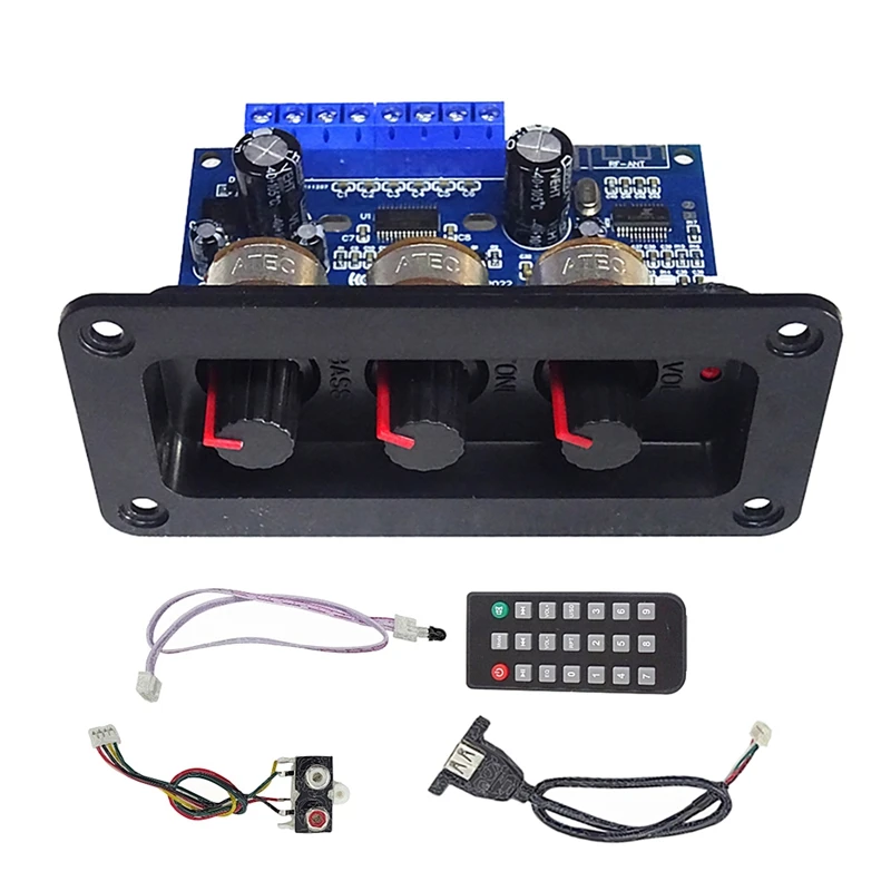 2,1 каналов 2X25W + 50W BT5.0 DC12-20V панель усилителя сабвуфера AUX Line + USB кабель + пульт дистанционного управления
2,1 каналов 2X25W + 50W BT5.0 DC12-20V панель усилителя сабвуфера AUX Line + USB кабель + пульт дистанционного управления