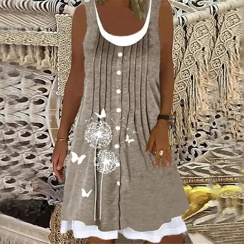 Casual Women Dress Fake Cardigan A Line Fake Two-piece Sleeveless A Line Loose Dress
Casual Women Dress Fake Cardigan A Line Fake Two-piece Sleeveless A Line Loose Dress