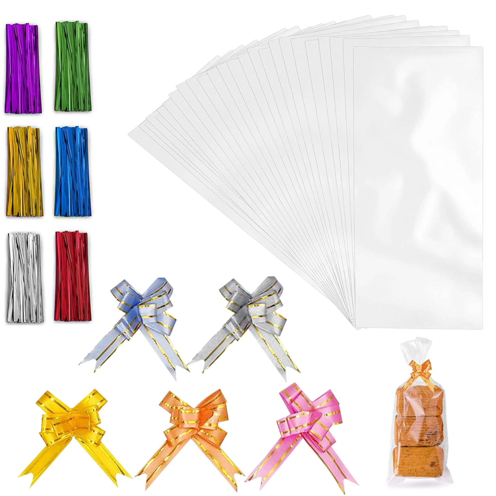 300pcs Clear Wedding Food Storage Plastic Pull Bow Party Favor Wrapping Metal Tie Birthday Cellophane Bag Set Disposable 25x15cm
300pcs Clear Wedding Food Storage Plastic Pull Bow Party Favor Wrapping Metal Tie Birthday Cellophane Bag Set Disposable 25x15cm