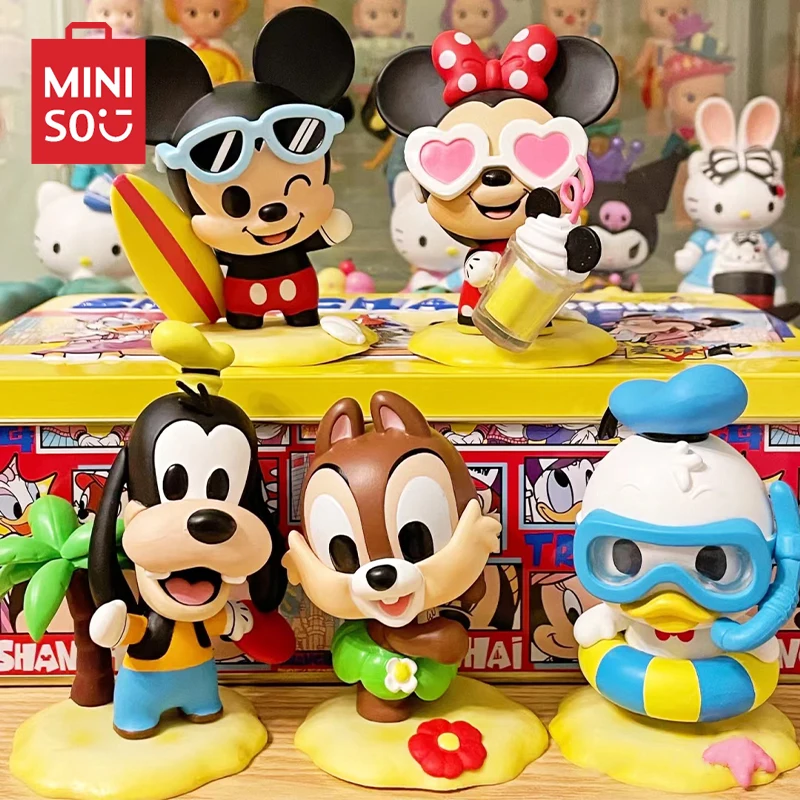 

MINISO глухая коробка Disney Микки Маус и друзья Пляжная Серия модели украшения Детские игрушки Дональд Дак Goofy подарок на день рождения