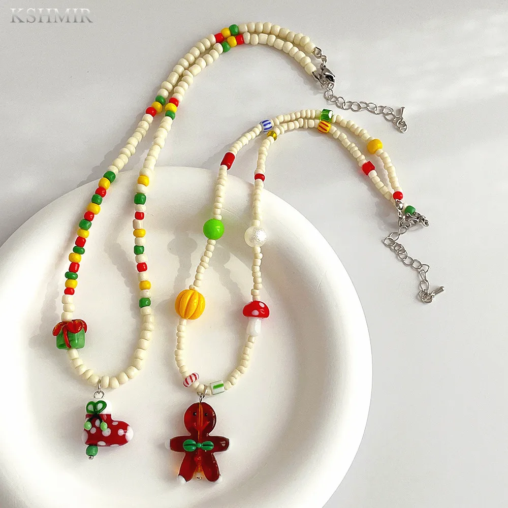 kshmir 2022 new cute cartoon Santa Claus festive glass handmade beaded women's necklace Instagram color exquisite necklace
kshmir 2022 new cute cartoon Santa Claus festive glass handmade beaded women's necklace Instagram color exquisite necklace