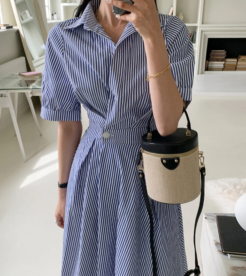 Button Stripe Shirt Dress A Line Midi Blue Summer Dress Elegant Office Korean Vestido De Mujer French Slim Chic Black High Waist
Button Stripe Shirt Dress A Line Midi Blue Summer Dress Elegant Office Korean Vestido De Mujer French Slim Chic Black High Waist