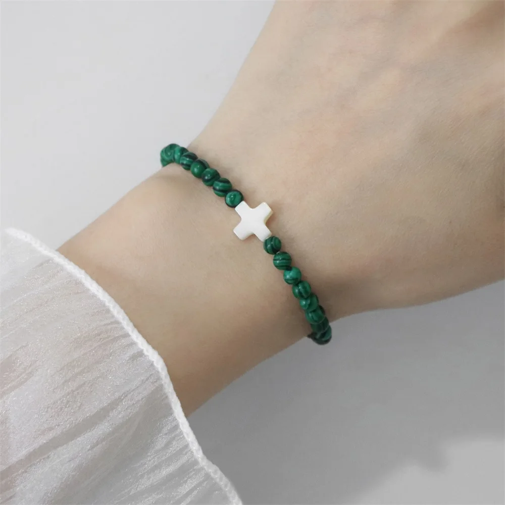 Natural Stone Malachites Beaded Bracelets Handmade Cross Charm Elastic Bracelets Bangles For Men Women Christian Jewelry Gifts
Natural Stone Malachites Beaded Bracelets Handmade Cross Charm Elastic Bracelets Bangles For Men Women Christian Jewelry Gifts