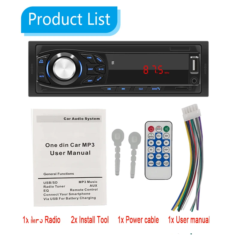 Car Radio Bluetooth Handsfree Wireless MP3 Multimedia Player AUX USB FM 12V Classic Stereo Audio Player Auto Car Electric
Car Radio Bluetooth Handsfree Wireless MP3 Multimedia Player AUX USB FM 12V Classic Stereo Audio Player Auto Car Electric