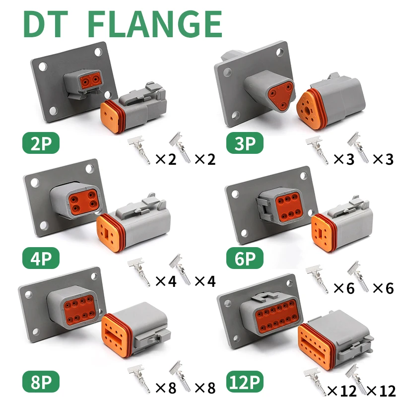 

DT04-4P-L012 Deutsch Flange Type Waterproof Automotive Connector 2/3/4/6/8/12P Sheath Butt Harness Quick Connect Socket Terminal