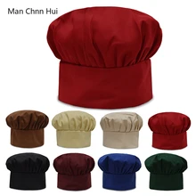 9 Color Chef Hat for Men Kitchen Pleated Hat Hotel Catering Cooking Mushroom Cap Adjustable Chefs Uniform Hat Bakery Work Hats