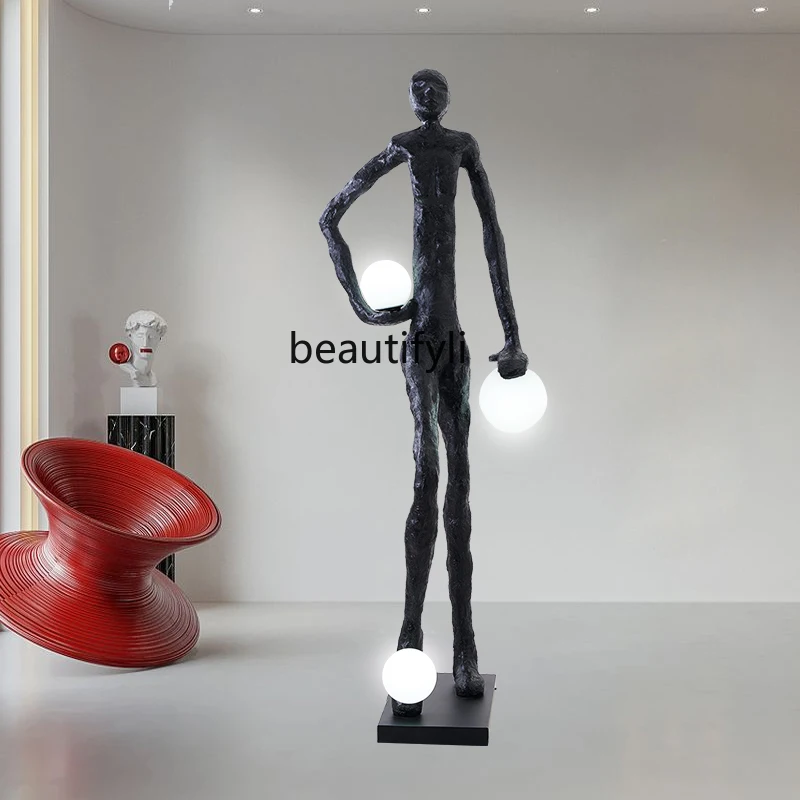 

zqNordic Sculpture Humanoid Figure Football Floor Lamp Hotel Mall Exhibition Hall Decoration Creative Lamps