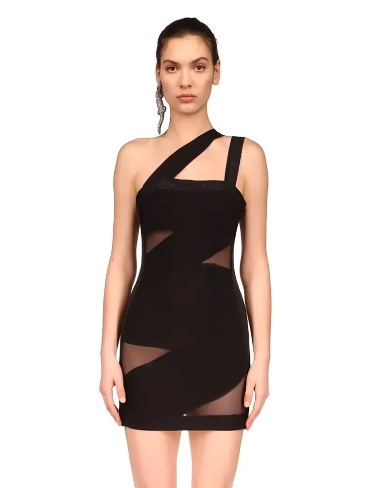 2023 Summer New Women'S Black Sexy One Shoulder Sleeveless Mesh Patchwork Bandage Mini Dress Bodycon Celebrity Club Party Dress
2023 Summer New Women'S Black Sexy One Shoulder Sleeveless Mesh Patchwork Bandage Mini Dress Bodycon Celebrity Club Party Dress