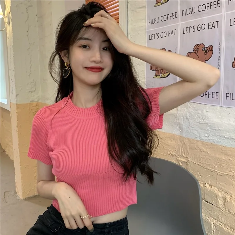 Short sleeved knitwear women slim temperament, versatile French sweet and gentle WindNet red fried Street short BM top
Short sleeved knitwear women slim temperament, versatile French sweet and gentle WindNet red fried Street short BM top