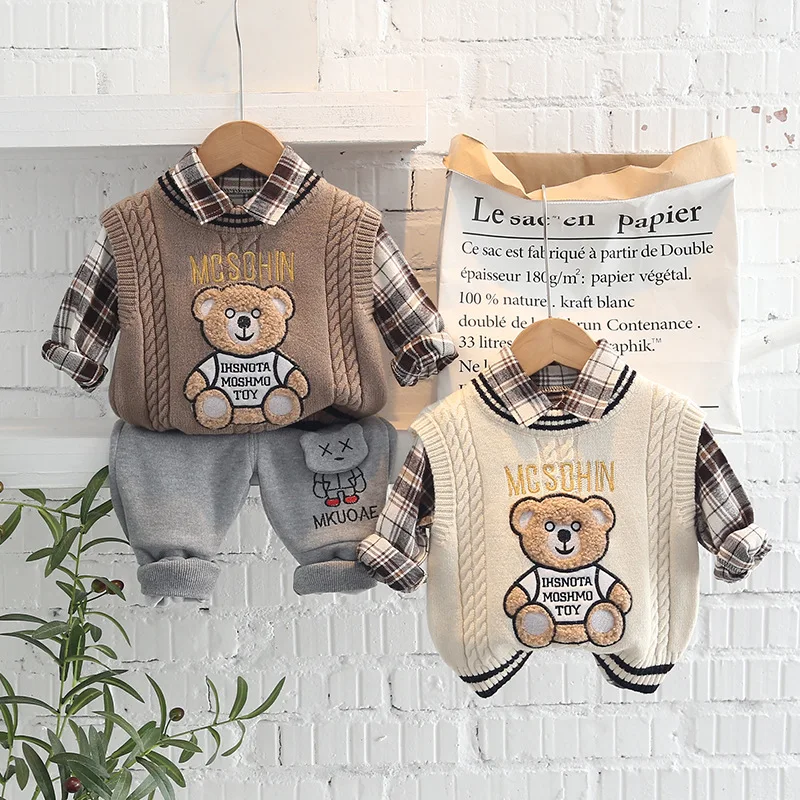 Baby Boys Clothes Set 3 Pcs Winter Clothing Set Sweater Veat Blouse Shirt and Trousers High Quality Boy Warm Set Drop Shipping
Baby Boys Clothes Set 3 Pcs Winter Clothing Set Sweater Veat Blouse Shirt and Trousers High Quality Boy Warm Set Drop Shipping