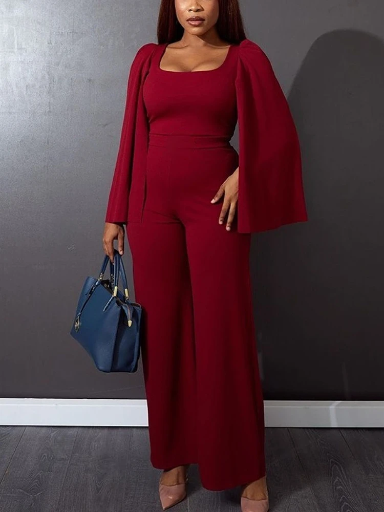 Women Jumpsuit Square Collar Cloak Sleeve High Waist Elegant Office Ladies Classy Female One Piece Female African Red Black New
Women Jumpsuit Square Collar Cloak Sleeve High Waist Elegant Office Ladies Classy Female One Piece Female African Red Black New