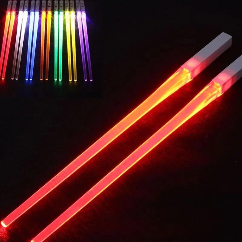 Creative 2pcs/Pal LED Lightsaber Chopsticks Light Up Durable Lightweight Kitchen Dinning Room Party Portable Food Safe Tableware
Creative 2pcs/Pal LED Lightsaber Chopsticks Light Up Durable Lightweight Kitchen Dinning Room Party Portable Food Safe Tableware