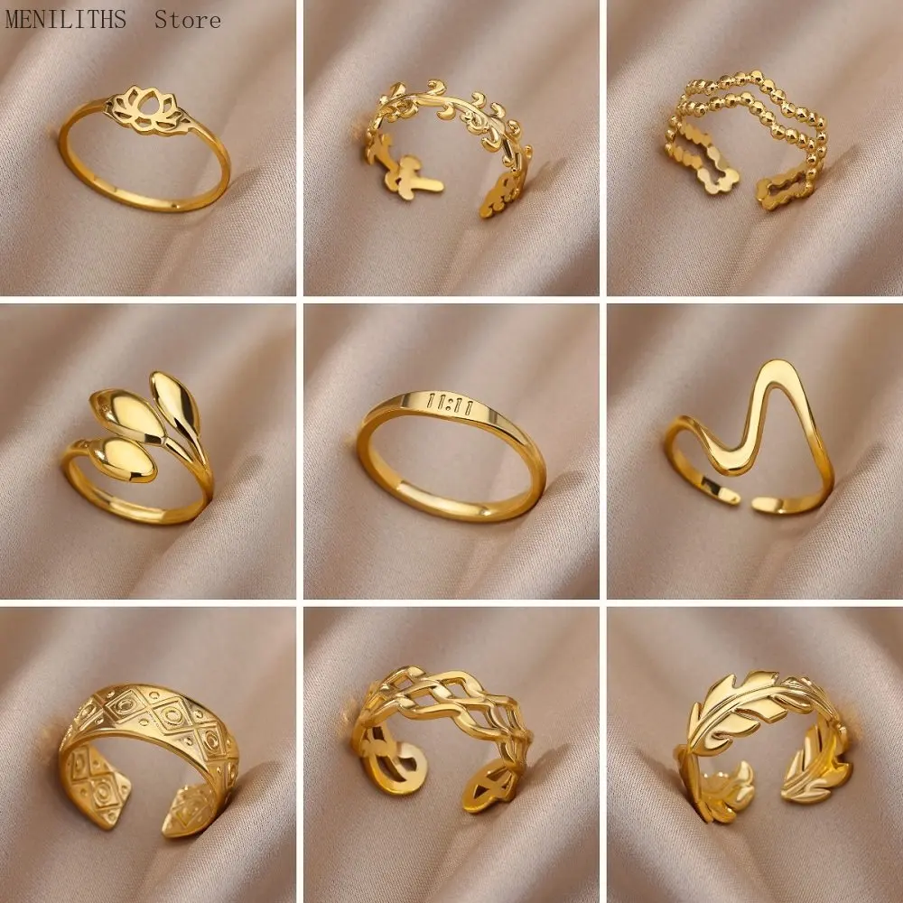 Stainless Steel Twist Chain Adjustable Rings for Women Men Simple Geometric Leave Flower Open Ring Jewelry Female Holiday Gifts
Stainless Steel Twist Chain Adjustable Rings for Women Men Simple Geometric Leave Flower Open Ring Jewelry Female Holiday Gifts