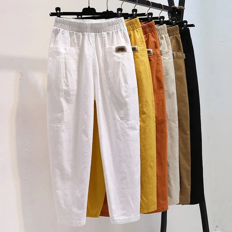 Rimocy 2023 Summer Cotton Linen Harem Pants Women Elastic Waist Loose Ankle-Length Pants Woman Solid Big Pockets Casual Pants
Rimocy 2023 Summer Cotton Linen Harem Pants Women Elastic Waist Loose Ankle-Length Pants Woman Solid Big Pockets Casual Pants