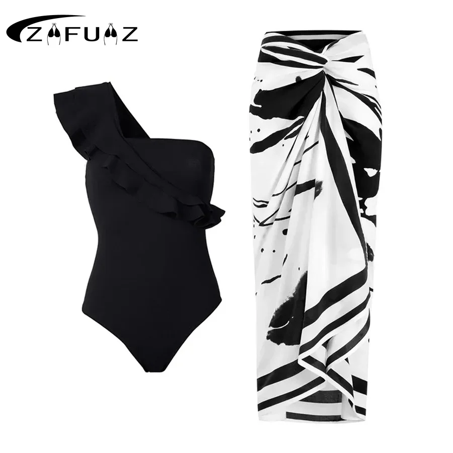 ZAFUAZ 2023 Sexy Women One Piece Shoulder Swimwear Bikini Set Swimsuit Black Print Summer Beach Skirt Summer Bathing Suit Dress
ZAFUAZ 2023 Sexy Women One Piece Shoulder Swimwear Bikini Set Swimsuit Black Print Summer Beach Skirt Summer Bathing Suit Dress