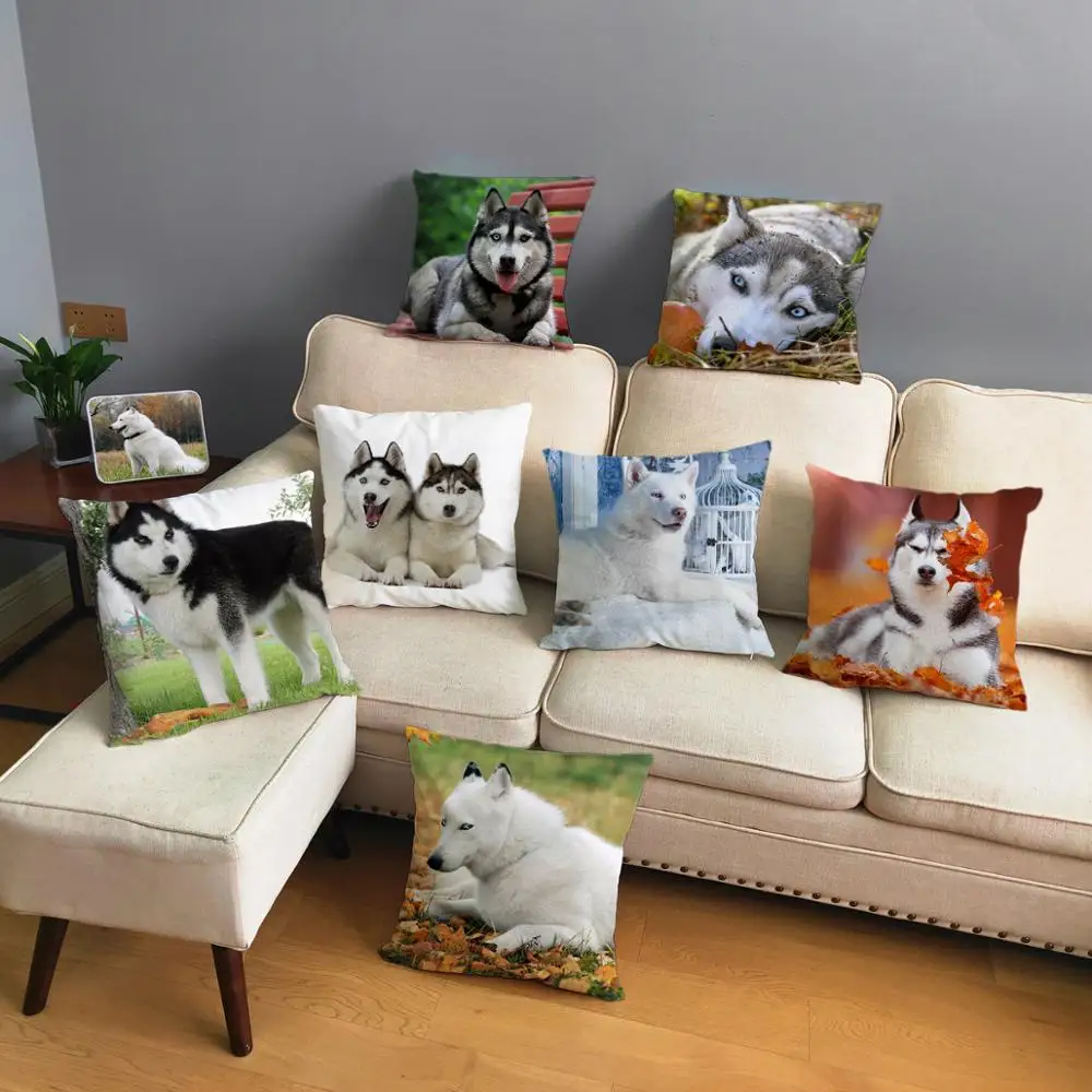 Lovely Siberian Husky Dog Pillow Case Home Decor Animal Pillows Cover for Sofa Car Cushion Cover Super Soft Short Plush 45*45cm
Lovely Siberian Husky Dog Pillow Case Home Decor Animal Pillows Cover for Sofa Car Cushion Cover Super Soft Short Plush 45*45cm
