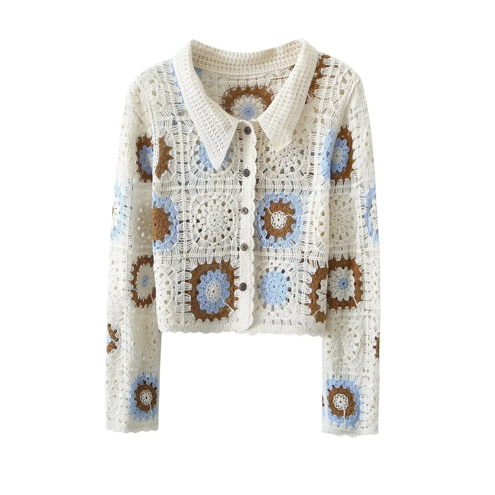 Women Embroidered Cardigan Spring Autumn Turn-Down Collar Patchwork Single-Breasted Knitted Shirt Retro Bohemian Sweater
Women Embroidered Cardigan Spring Autumn Turn-Down Collar Patchwork Single-Breasted Knitted Shirt Retro Bohemian Sweater