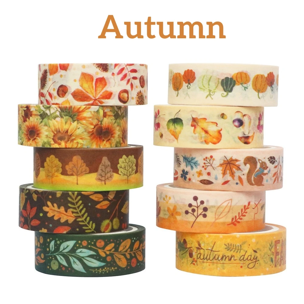 10pcs Leaves Autumn Washi Tapes Set 15mm*5m Falling Leaf Season Paper Adhesive Decoration Stickers FC7412
10pcs Leaves Autumn Washi Tapes Set 15mm*5m Falling Leaf Season Paper Adhesive Decoration Stickers FC7412
