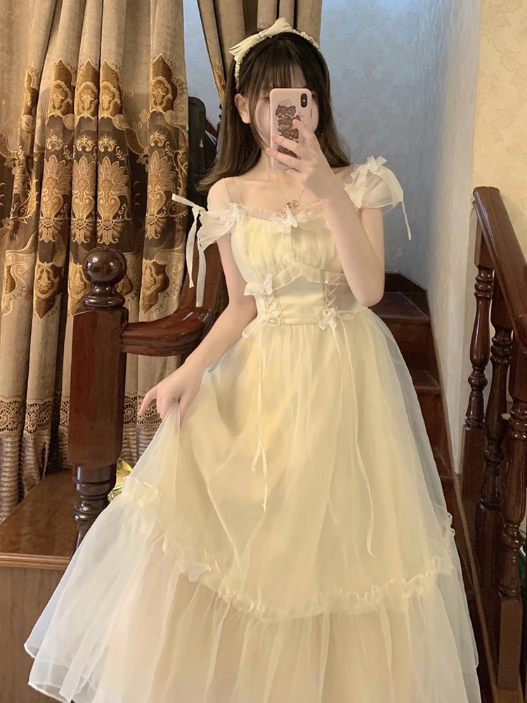 KIMOKOKM Sweety Square Collar Cute Puff Sleeve Kawaii Ankle-Length Princess Dress Japanese Lolita Style Soft Girly Gauze Dress
KIMOKOKM Sweety Square Collar Cute Puff Sleeve Kawaii Ankle-Length Princess Dress Japanese Lolita Style Soft Girly Gauze Dress