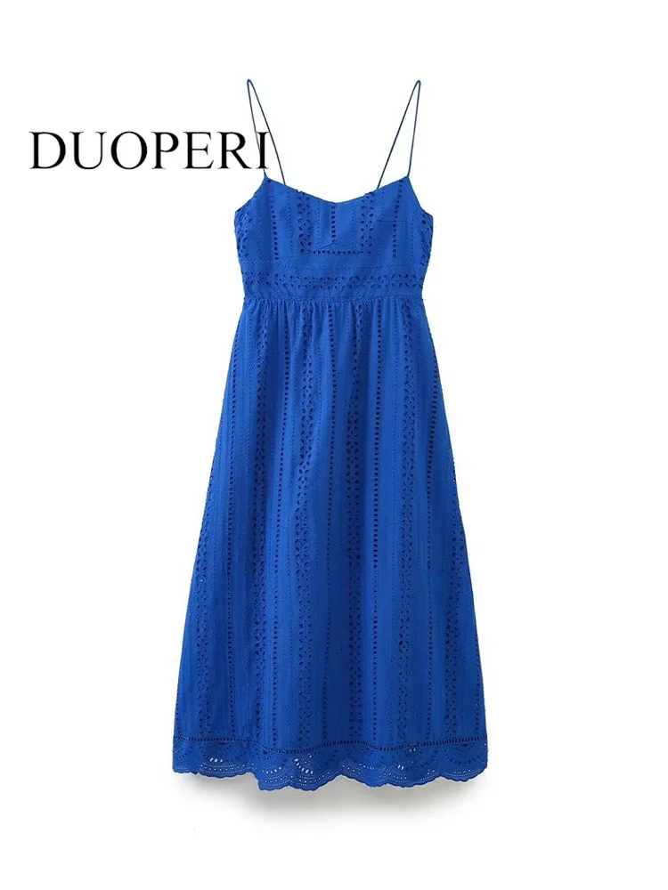 Платье DUOPERI женское средней длины на молнии, модное ажурное винтажное шикарное миди с тонкими бретельками и V-образным вырезом, синее
Платье DUOPERI женское средней длины на молнии, модное ажурное винтажное шикарное миди с тонкими бретельками и V-образным вырезом, синее