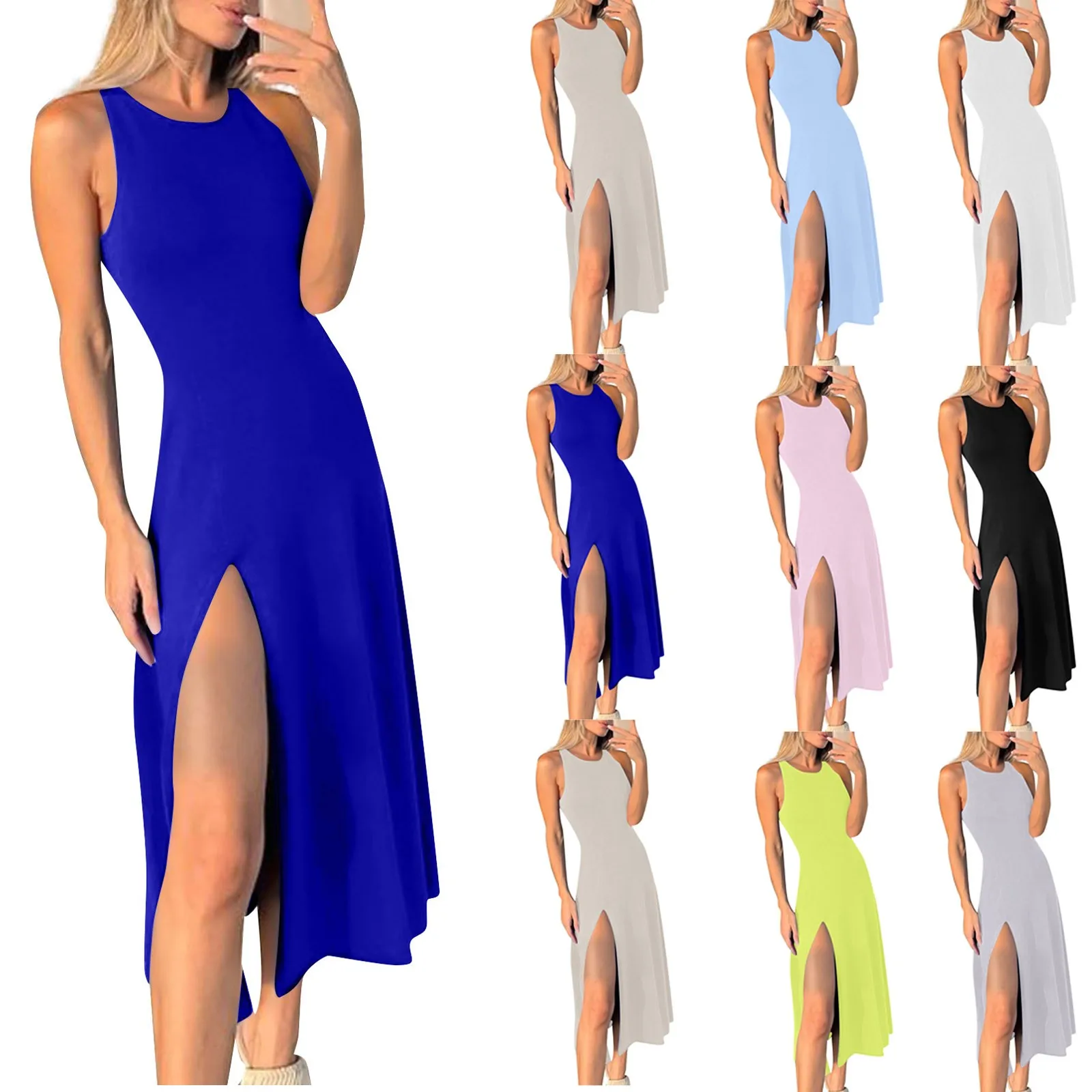Women Sexy Sleeveless Bodycon Dress High Slit Vest Skirt Cross Wrap Slit Cocktail Dress Fashion Beach Club Party Sling Dress
Women Sexy Sleeveless Bodycon Dress High Slit Vest Skirt Cross Wrap Slit Cocktail Dress Fashion Beach Club Party Sling Dress