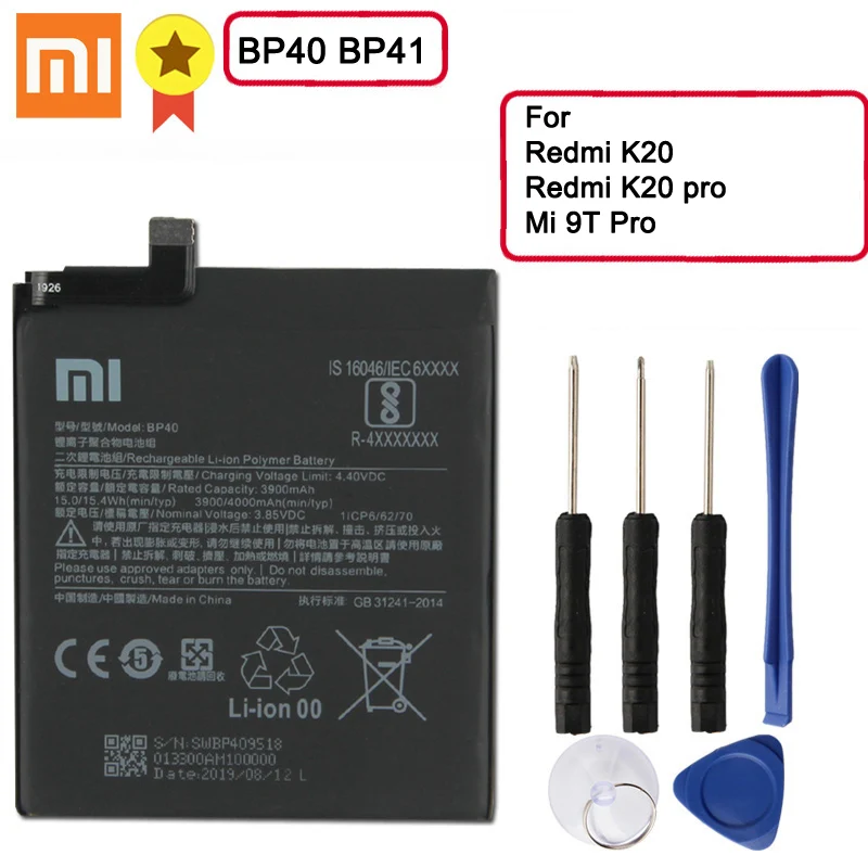 100% Оригинальный Xiaomi BP40 BP41 Сменный аккумулятор для Xiaomi Redmi K20 Pro Redmi 9T Pro K20 Pro Premium 3900 мАч Бесплатные инструменты
100% Оригинальный Xiaomi BP40 BP41 Сменный аккумулятор для Xiaomi Redmi K20 Pro Redmi 9T Pro K20 Pro Premium 3900 мАч Бесплатные инструменты