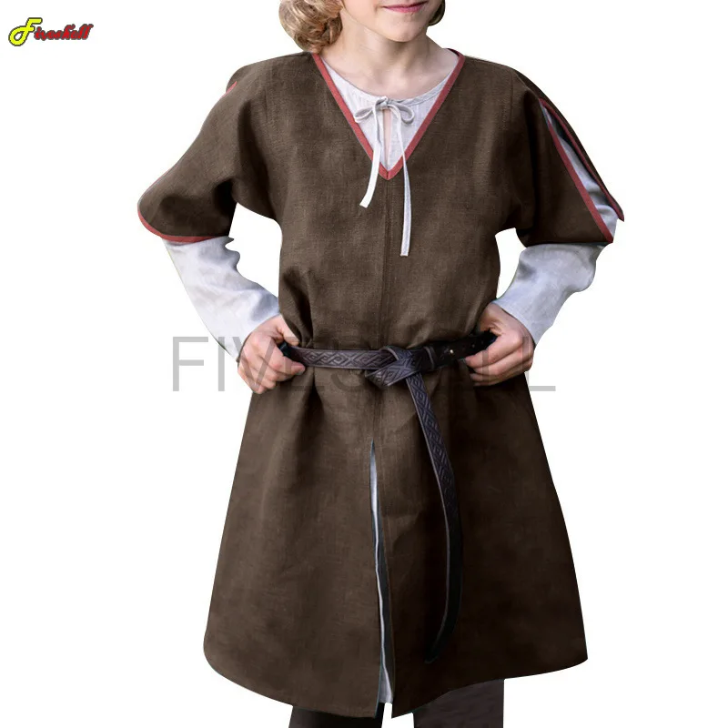 

Medieval Gothic Cosplay Costumes for Kids Boy Girl Renaissance Vintage Tunic Viking Knight Cosplay Halloween Masquerade Clothes