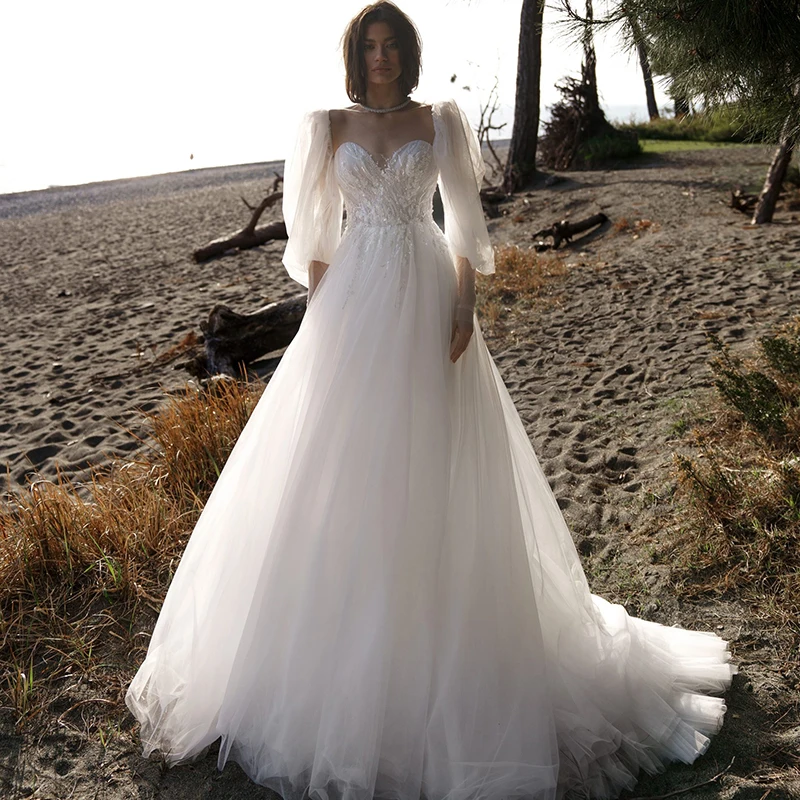 Eightree Sexy Wedding Dresses White Applique Puff Sleeve Bride Dress 2022 Bobo Beach A-Line Tulle Wedding Evening Gowns PlusSize
Eightree Sexy Wedding Dresses White Applique Puff Sleeve Bride Dress 2022 Bobo Beach A-Line Tulle Wedding Evening Gowns PlusSize