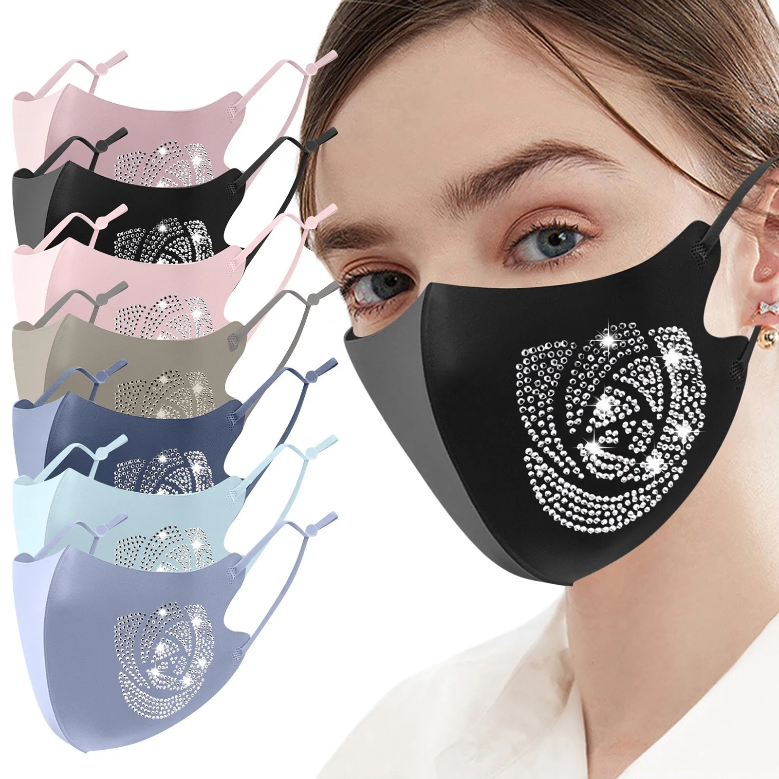 2022 модная блестящая маска разы эластичная многоразовая моющаяся для лица