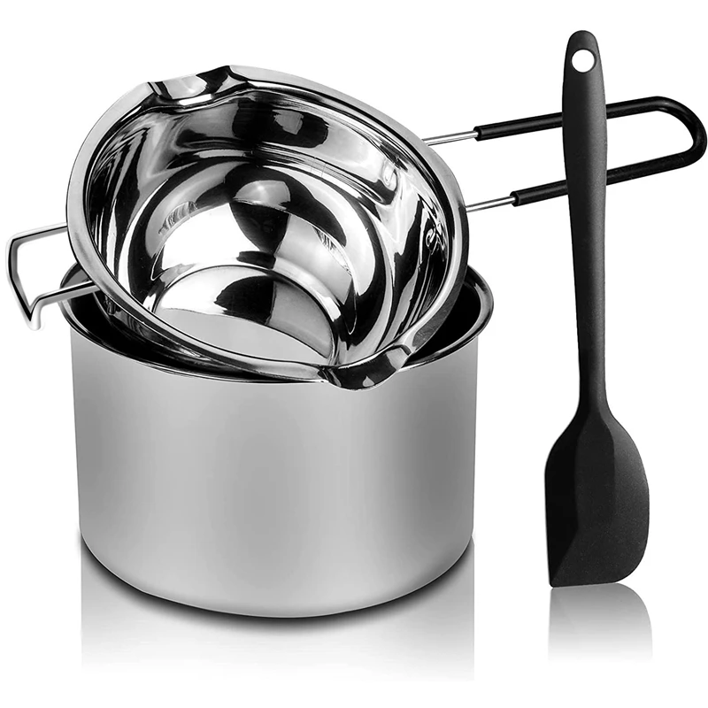 

Double Boiler Pot Set Stainless Steel Melting Pot With Silicone Spatula For Melting Chocolate,Soap,Wax,Candle Making