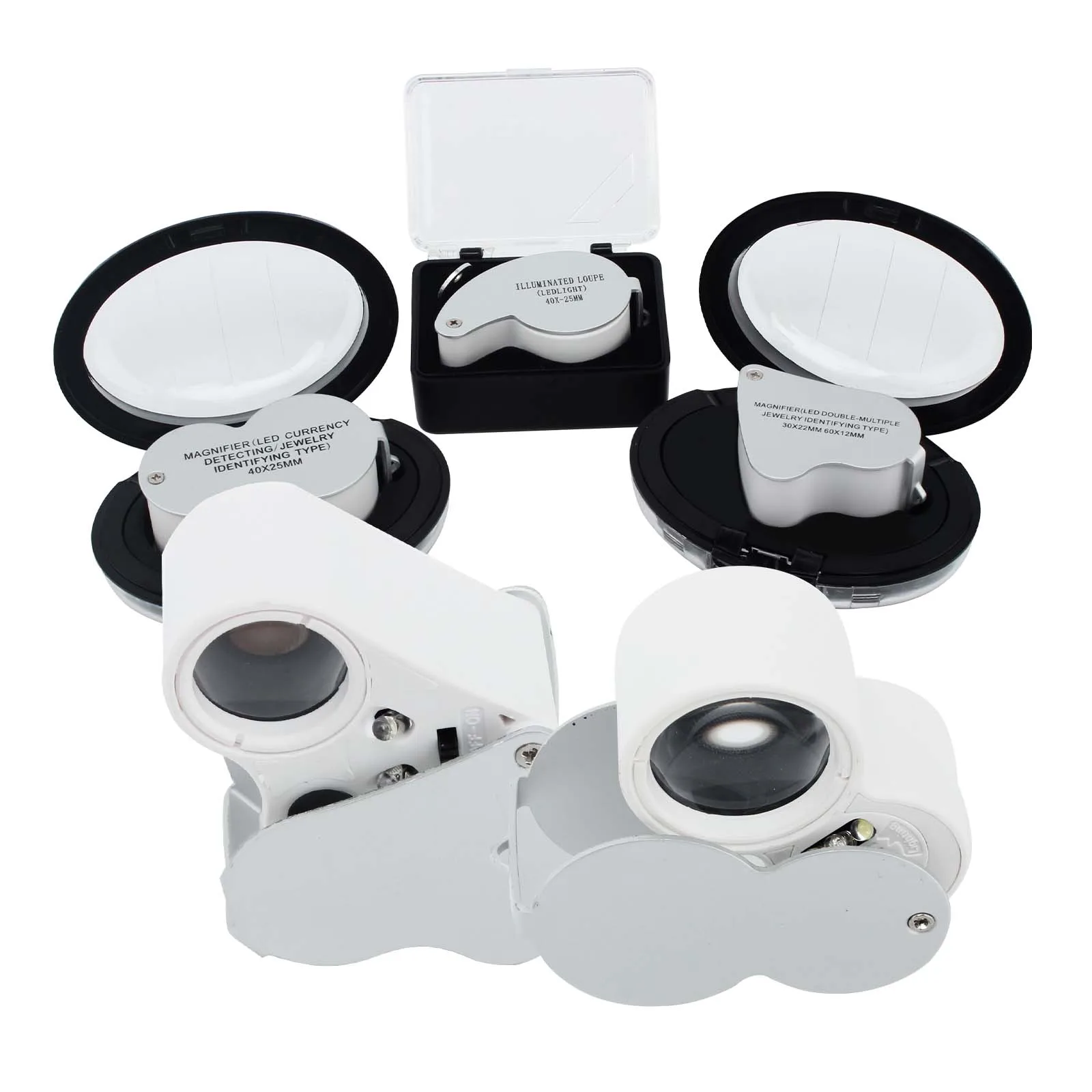 

30X 40X 60X Illuminated Jewelers Eye Loupe Magnifier, Foldable Jewelry Magnifiers with Bright LED Light for Gems, Jewelry, etc