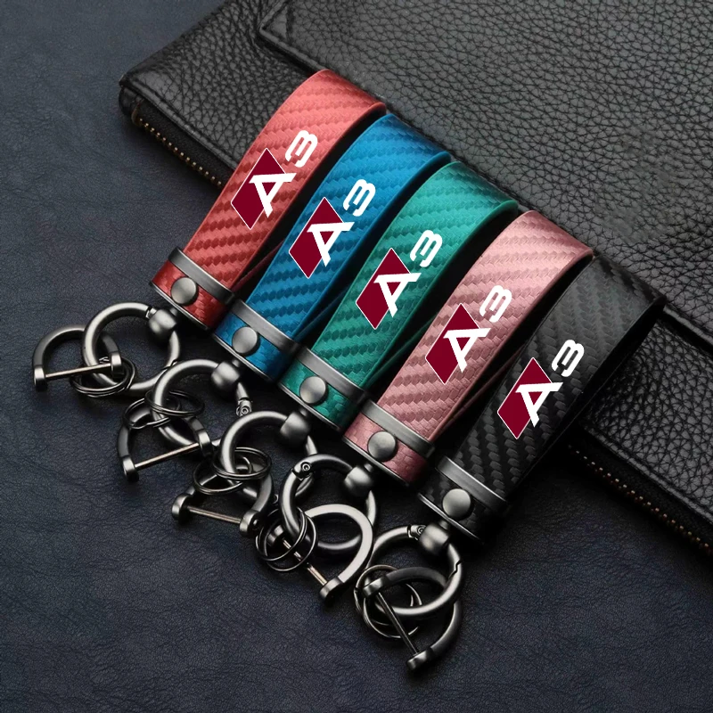 Leather Carbon Fiber Pattern Car Keychain Horseshoe Buckle Keyring For A3 A4 A5 Car Accessories
Leather Carbon Fiber Pattern Car Keychain Horseshoe Buckle Keyring For A3 A4 A5 Car Accessories