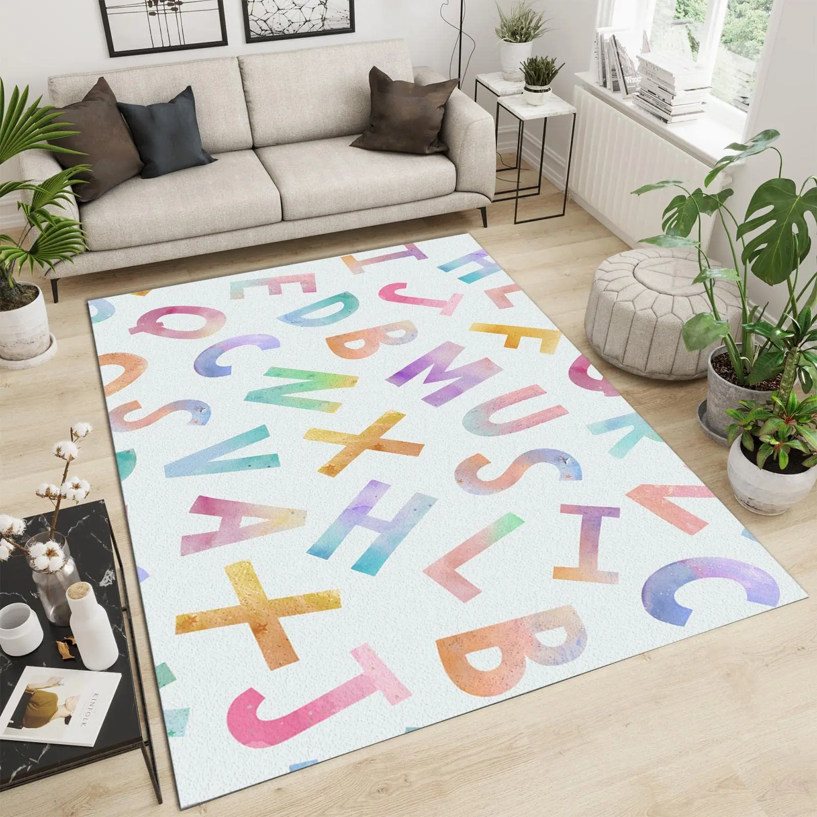 

HX Infant Crawling Pad Funny English Alphabet 3D Printed Areas Rugs Flannel Material Mats for Living Room Bedroom Dropshipping