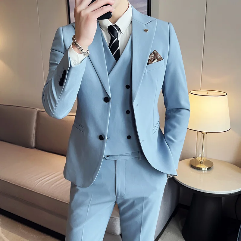 Men Double Breasted Vest Suit Trousers / 2023 Business Formal Dress Slim Fit Groom Wedding Dress Blazers Jacket Pants 3 Pcs Set
Men Double Breasted Vest Suit Trousers / 2023 Business Formal Dress Slim Fit Groom Wedding Dress Blazers Jacket Pants 3 Pcs Set