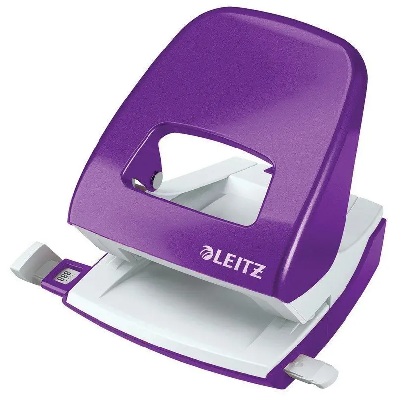 Дырокол металлический LEITZ "New NeXXT WOW" до 30 листов фиолетовый металлик блистер