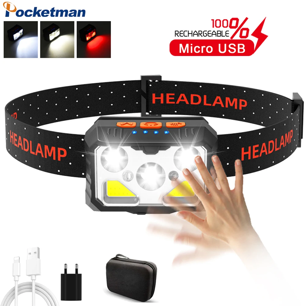 Powerful Headlamp LED Sensor Headlight USB Rechargeable Head Lamp Waterproof Head Torch Lantern for Camping Fishing Lamp
Powerful Headlamp LED Sensor Headlight USB Rechargeable Head Lamp Waterproof Head Torch Lantern for Camping Fishing Lamp