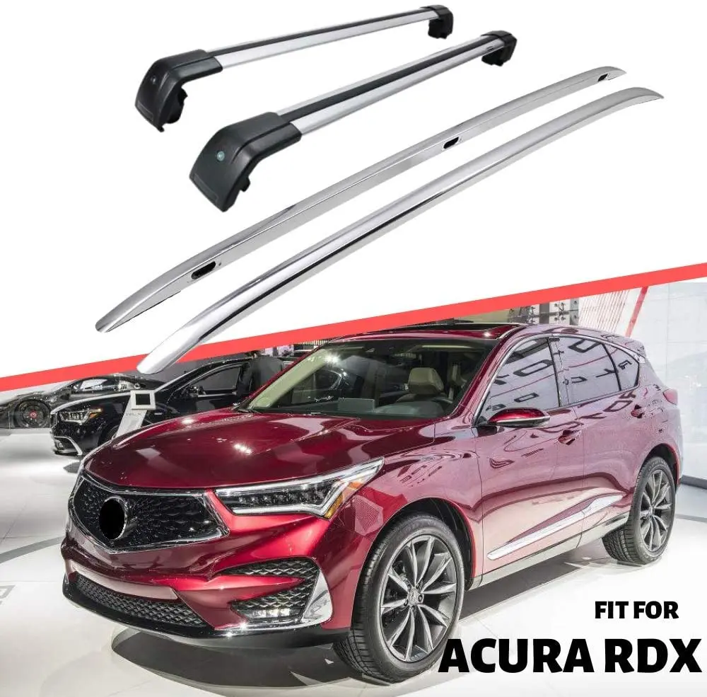 

4Pcs Side Roof Rail Rack Lockable Cross Bars Crossbar Aluminum Fit for Acura RDX 2019-2022 - Silver