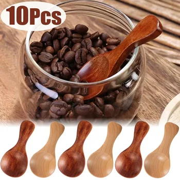 Mini Handle Ice Cream Wooden Spoons Tea Honey Coffee Spice Condiments Salt Sugar Durable Healthy Baby Spoon Kitchen Accessories