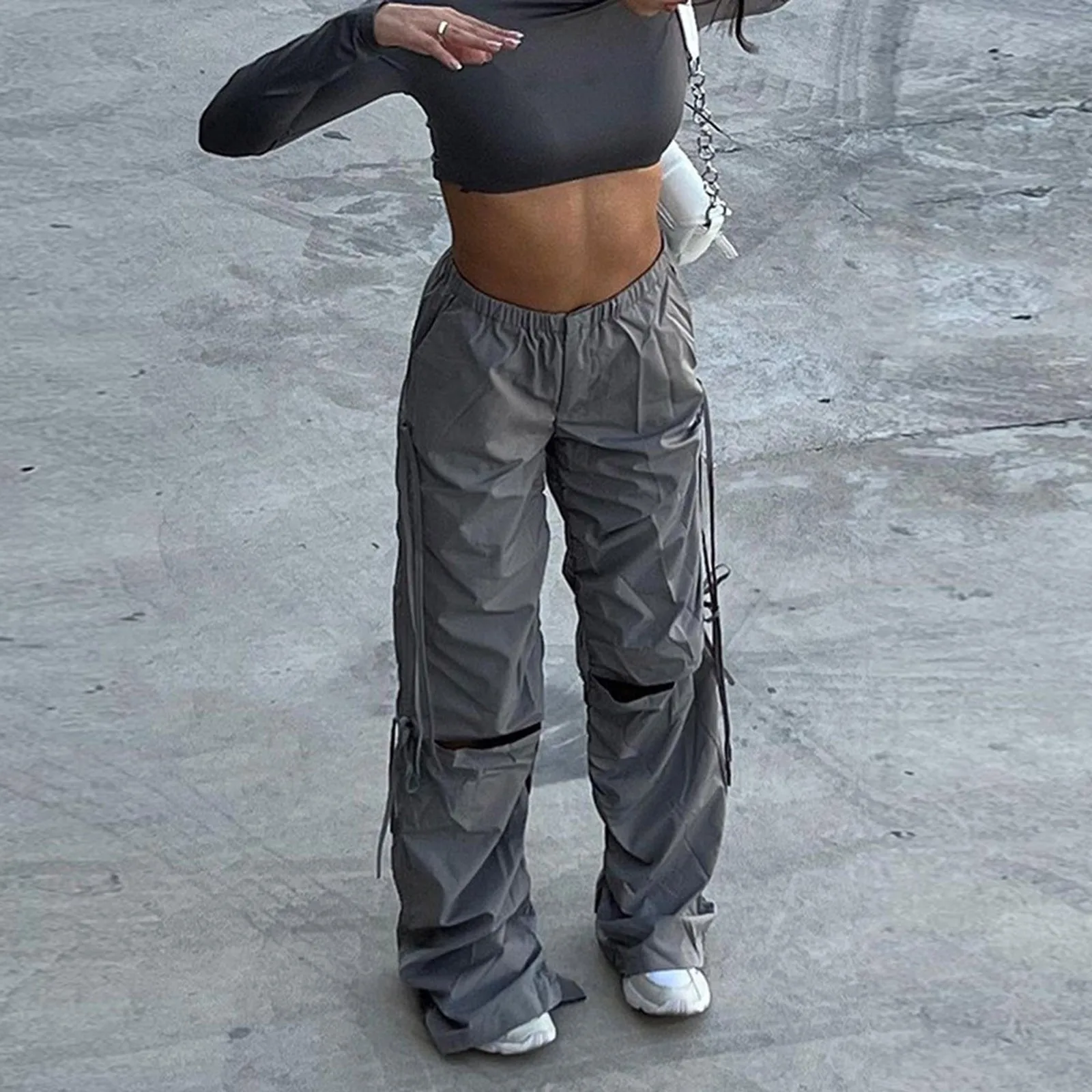 

Брюки-карго женские с завышенной талией, мешковатые джоггеры, прямые широкие парашютные штаны, спортивные штаны в стиле хип-поп, уличная одежда, Y2k