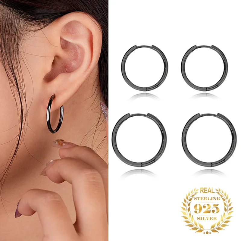 Ins DIY Circle Black Gold Sterling Silver 925 Round Earring for Women Fashion Fine Jewelry Ear Buckles Hoop Earrings Trend 2023
Ins DIY Circle Black Gold Sterling Silver 925 Round Earring for Women Fashion Fine Jewelry Ear Buckles Hoop Earrings Trend 2023